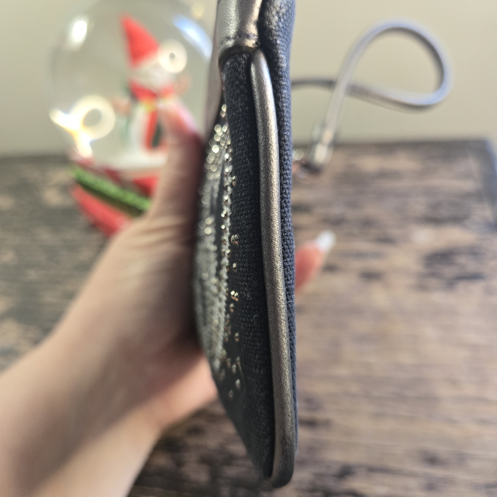 Coach Poppy Black & Silver Heart Wristlet - Picture 11 of 12